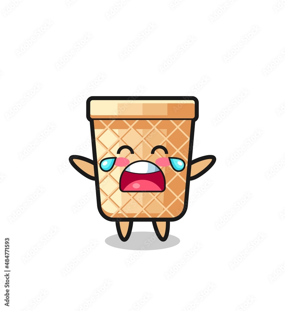 the illustration of crying waffle cone cute baby