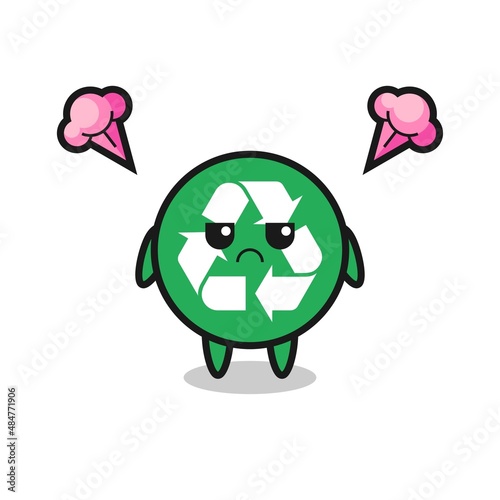 annoyed expression of the cute recycling cartoon character