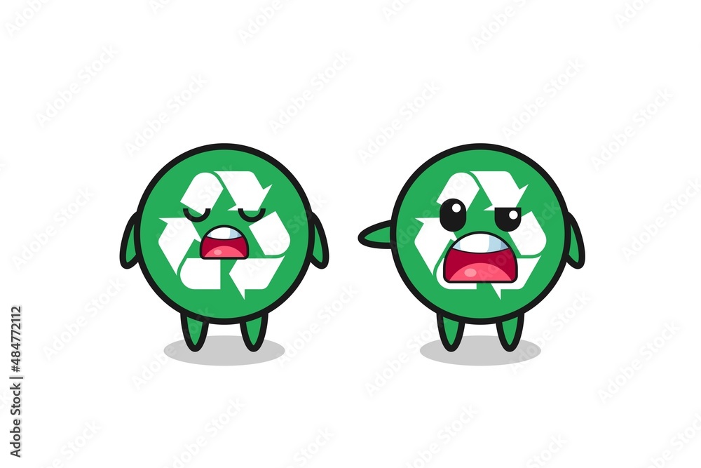 Obraz premium illustration of the argue between two cute recycling characters
