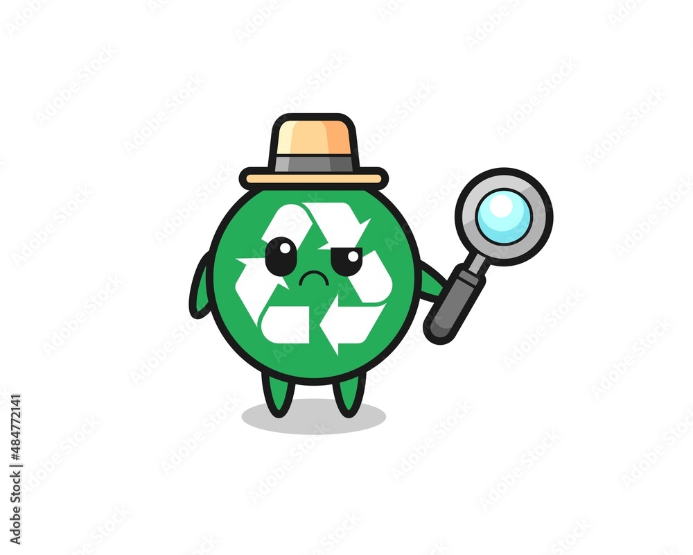 the mascot of cute recycling as a detective