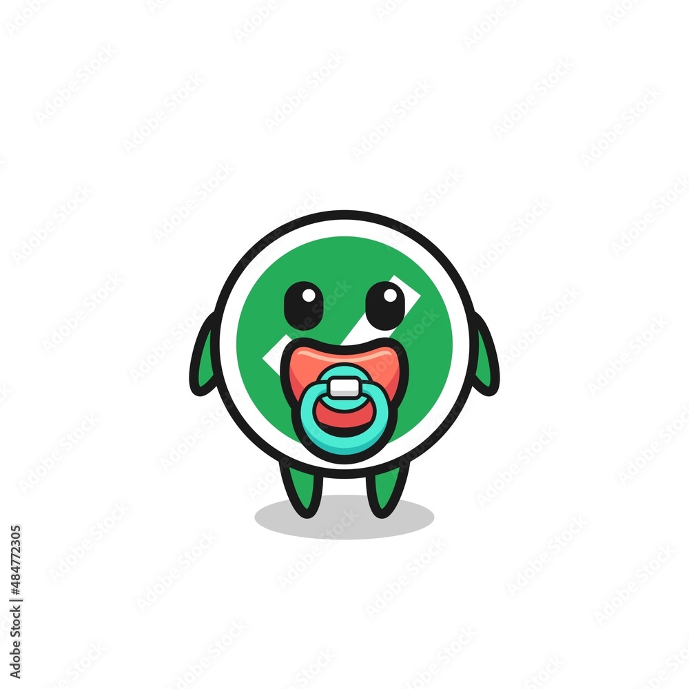 Obraz premium baby check mark cartoon character with pacifier