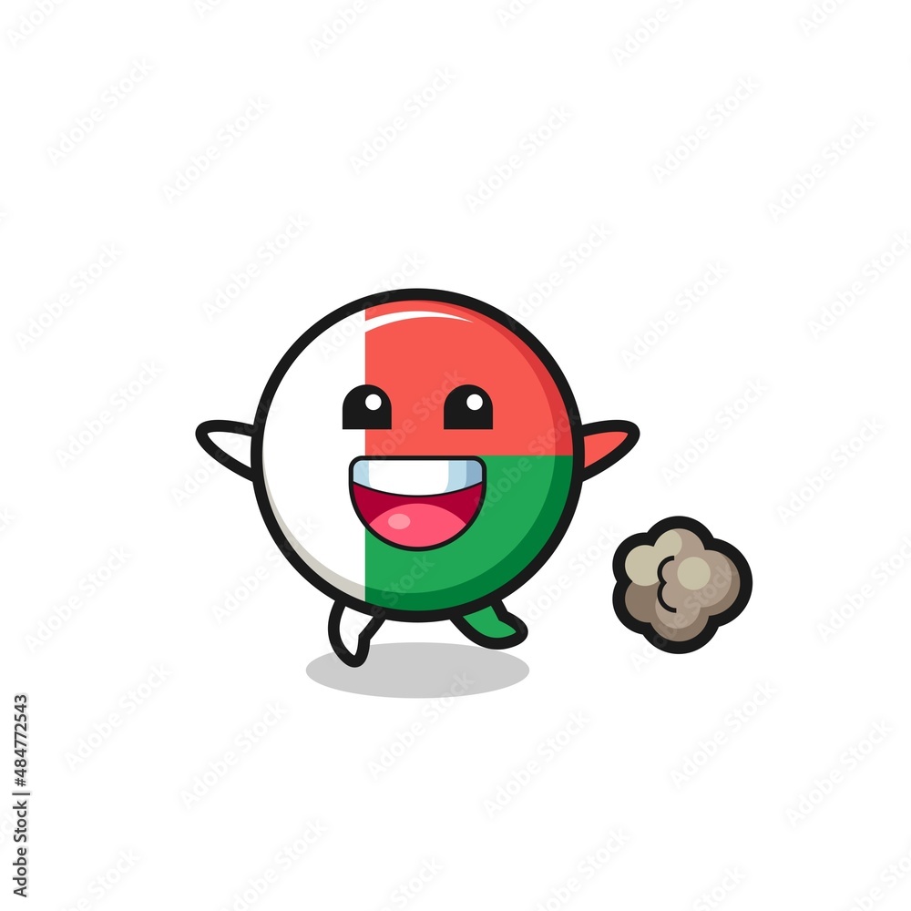 Fototapeta premium the happy madagascar flag cartoon with running pose