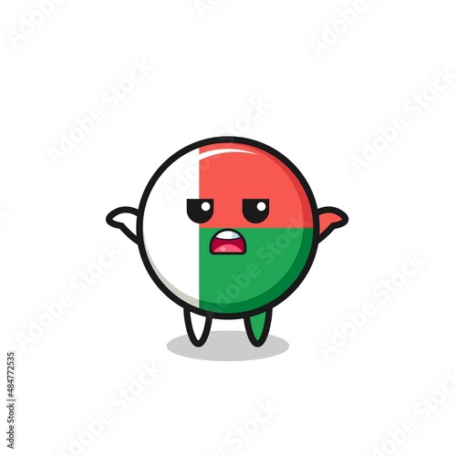 madagascar flag mascot character saying I do not know