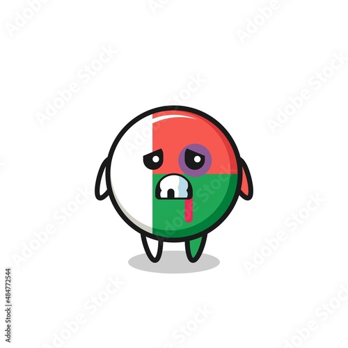 injured madagascar flag character with a bruised face © heriyusuf