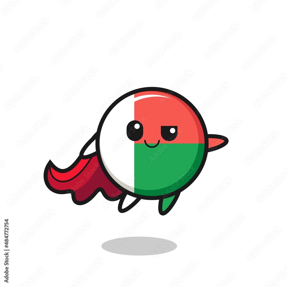 Fototapeta premium cute madagascar flag superhero character is flying