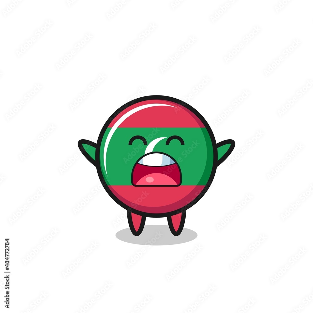 cute maldives flag mascot with a yawn expression