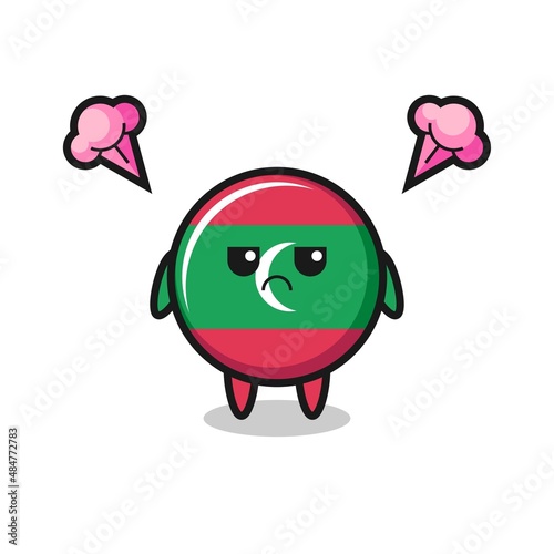 annoyed expression of the cute maldives flag cartoon character
