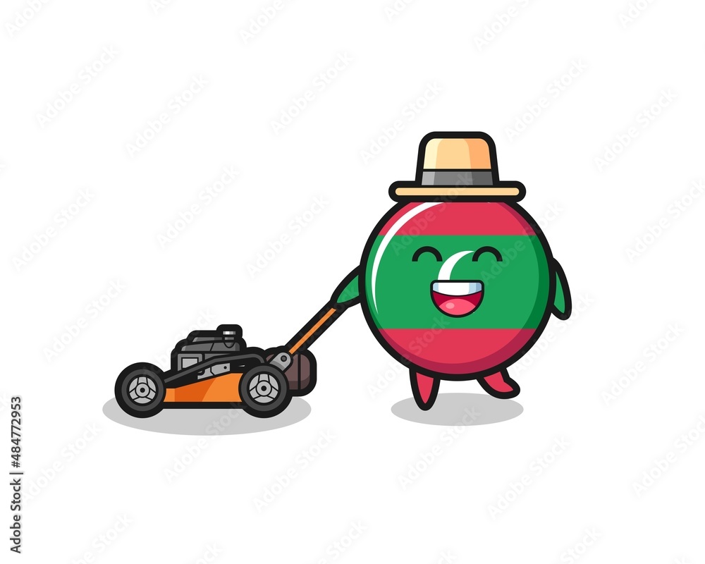 illustration of the maldives flag character using lawn mower