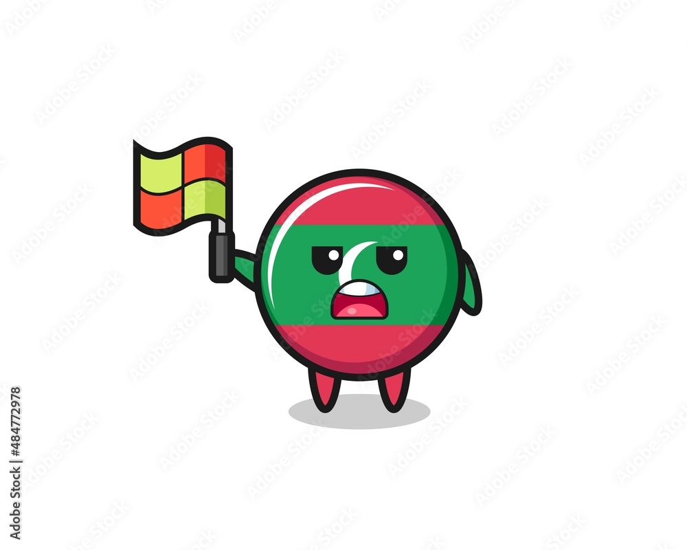 maldives flag character as line judge putting the flag up maldives flag character as line judge putting the flag up