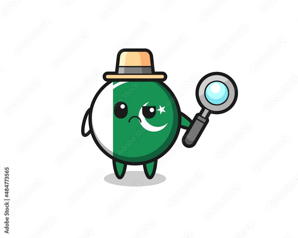 the mascot of cute pakistan flag as a detective