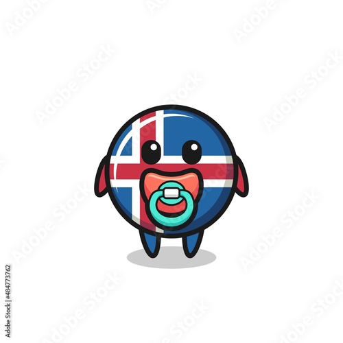 baby iceland flag cartoon character with pacifier