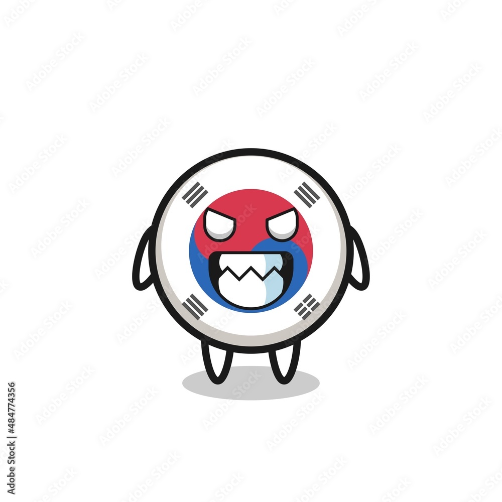 evil expression of the south korea flag cute mascot character evil expression of the south korea flag cute mascot character