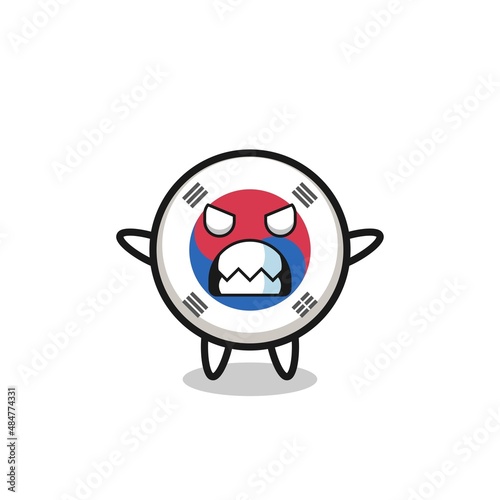 wrathful expression of the south korea flag mascot character