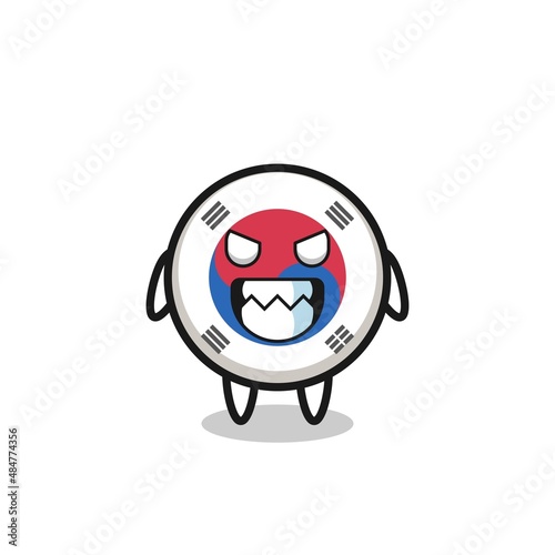 evil expression of the south korea flag cute mascot character