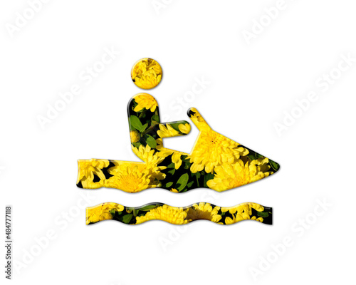 jet ski water sports, jetski Sunflowers Icon Logo Symbol illustration