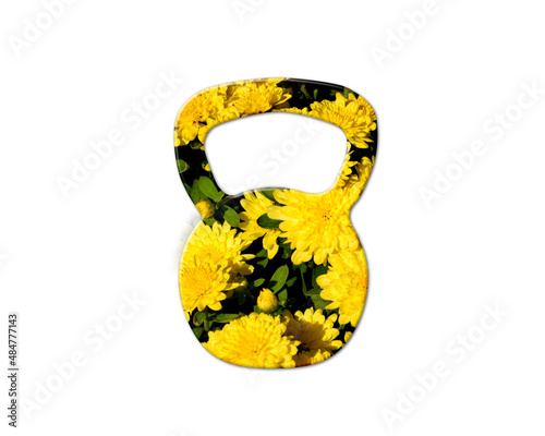 Fototapeta Naklejka Na Ścianę i Meble -  Kettlebell Exercise Gym Sunflowers Icon Logo Symbol illustration