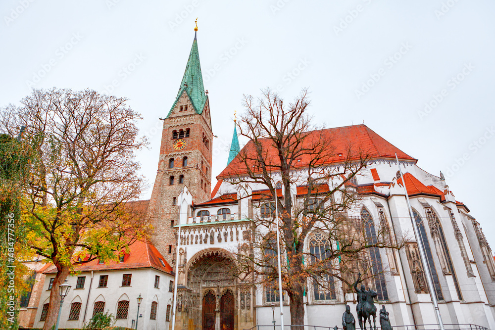 Naklejka premium Augsburger Dom . Gothic cathedral with square towers in Augsburg Germany 