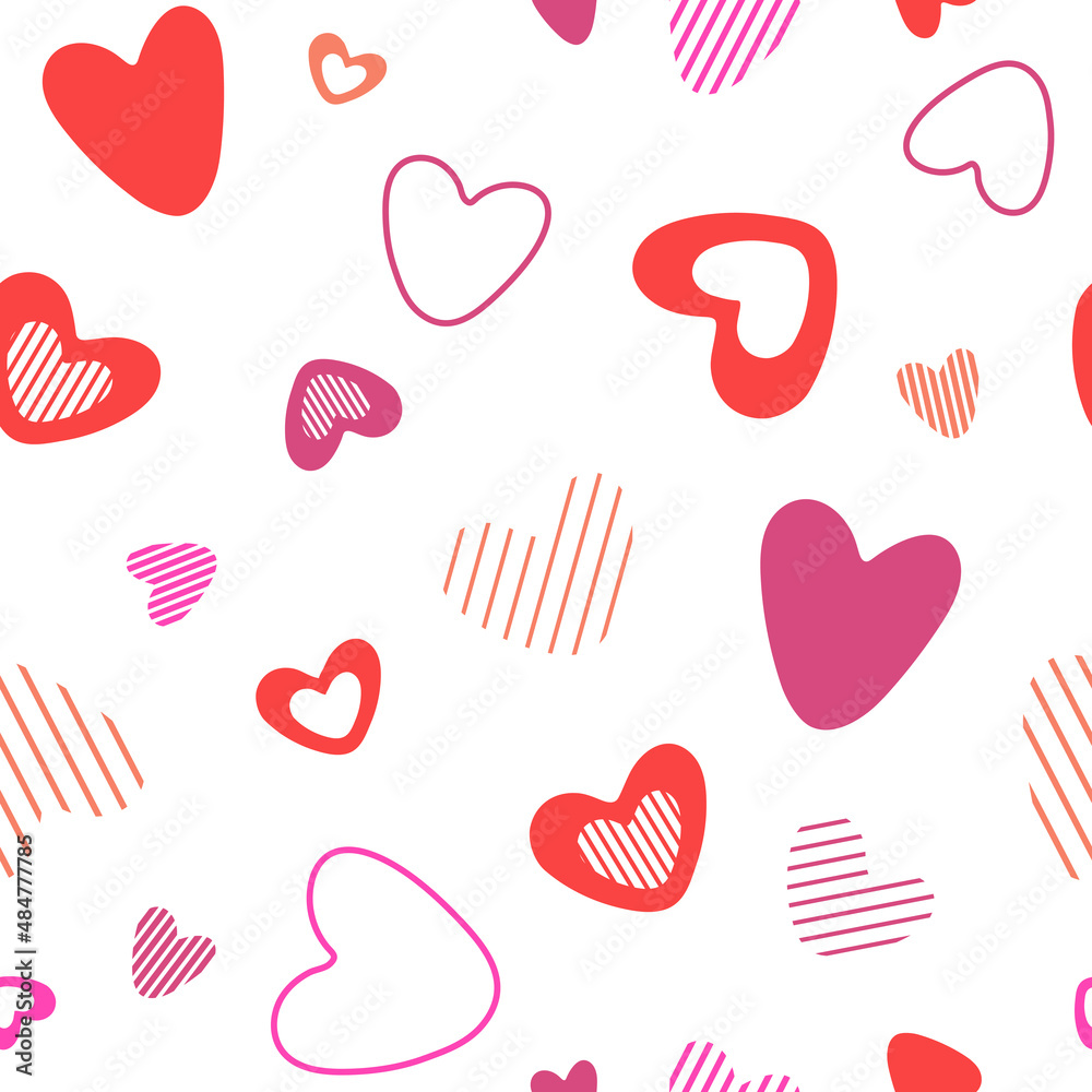 Cute hearts seamless pattern. Lovely romantic background, great for Valentine's Day, Mother's Day, textiles, wallpapers, banners. Vector design.