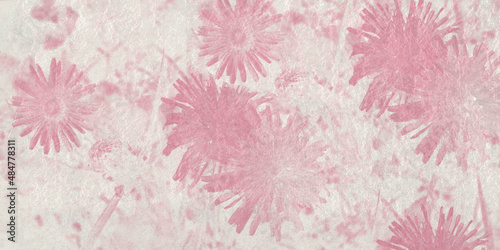 Artificial Flowers Wall with stone texture for Background in vintage style
