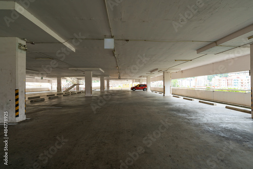 Parking garage department store interior Empty parking lot or garage interior Business building office