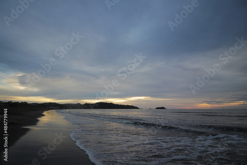 Beautiful sunset on Palangpang Beach  Ciletuh Global UNESCO Geopark  Sukabumi  West Java  Indonesia.