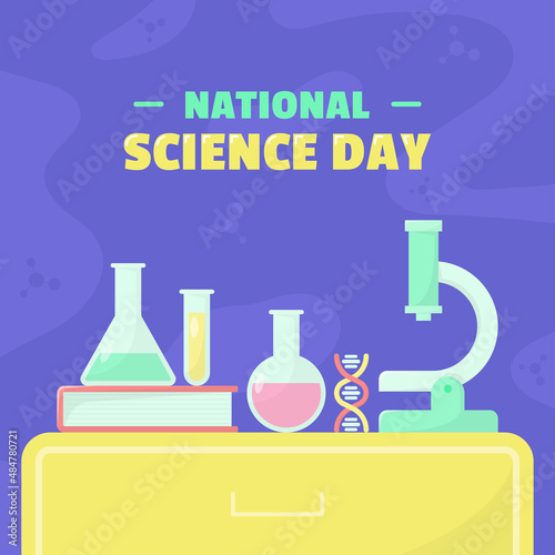 Flat national science day social media posts