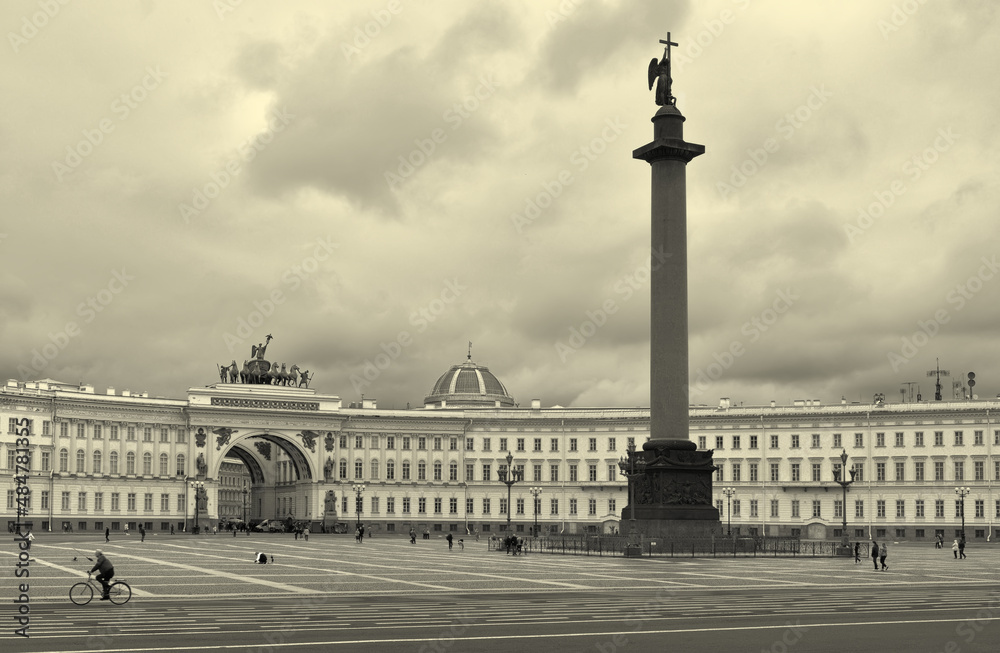 Palace square in Sepia colors