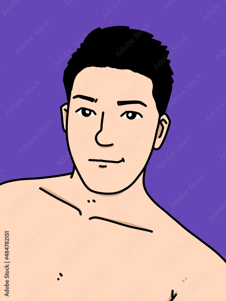 Fototapeta premium cute man cartoon on purple background