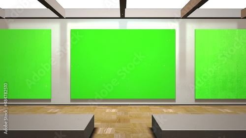 Art gallery with picture mock-up screen frame, art and decor style background photo