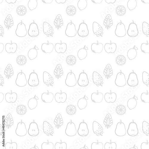 シンプルかわいい果物の線画パターン背景素材