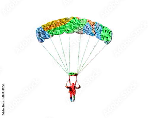 Parachute Skydiving Colorful Water Rain Drops Icon Logo illustration 