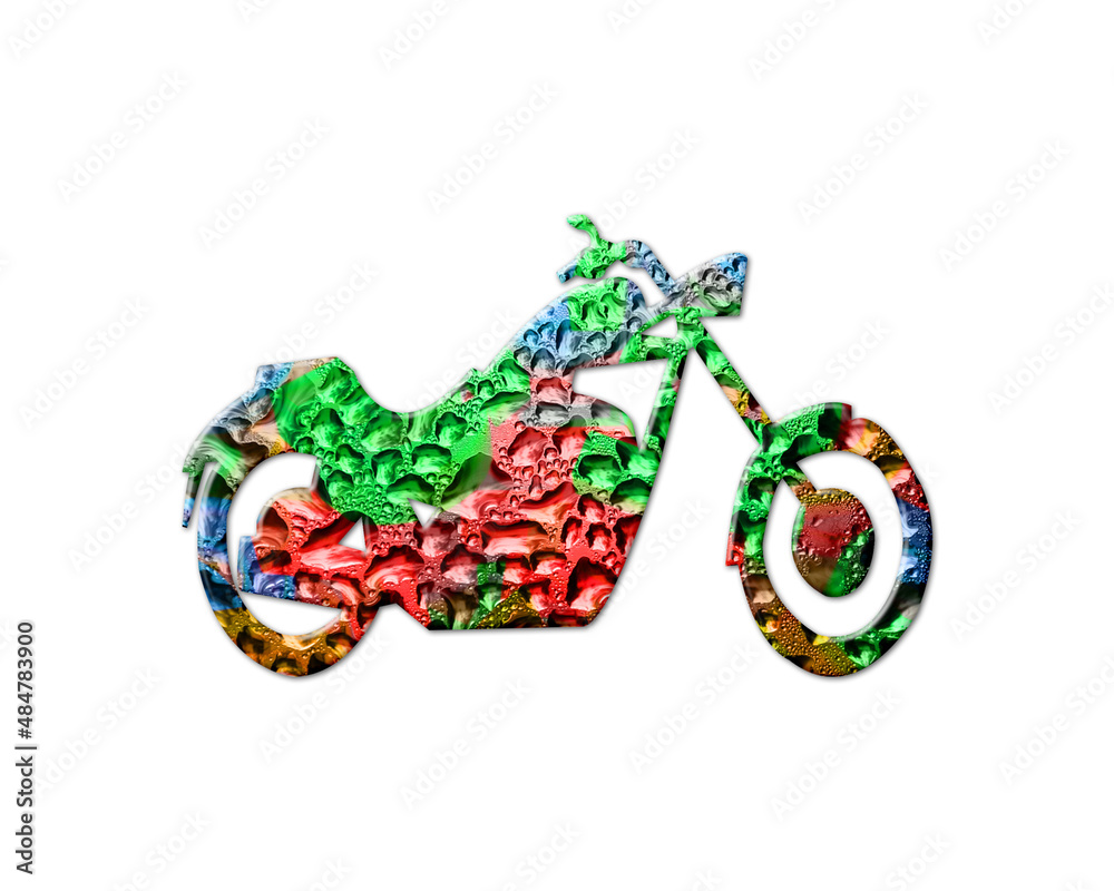 Motorcycle Racer Bike Colorful Water Rain Drops Icon Logo illustration
