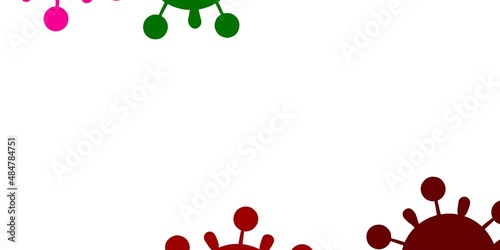 Light multicolor vector backdrop with virus symbols.