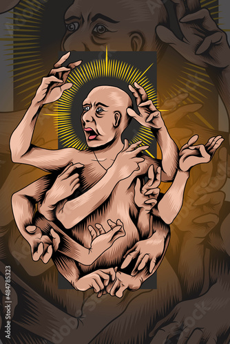 Many hands vector illustration