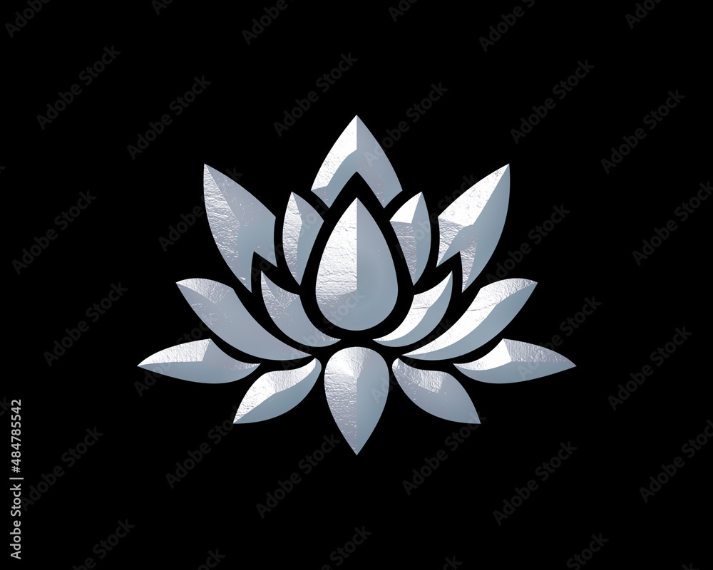 Mandala lotus flower symbol White Sculpture icon logo illustration