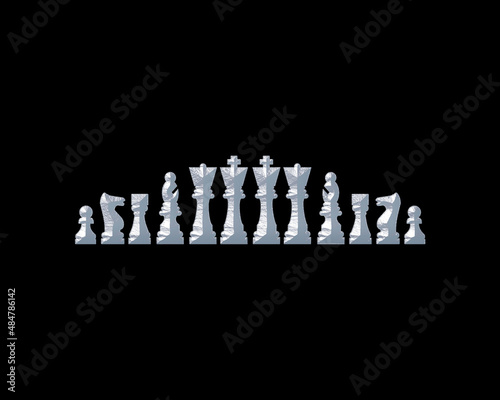 Chess game players symbol White Sculpture icon logo illustration