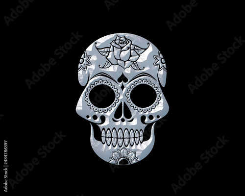 Sugar Skull, day of the Dead symbol White Sculpture icon logo illustration