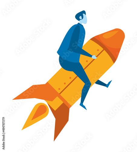 businessman in rocket launcher