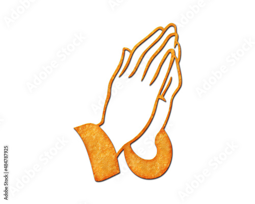 Pray hands faith symbol Potato Chips icon logo illustration