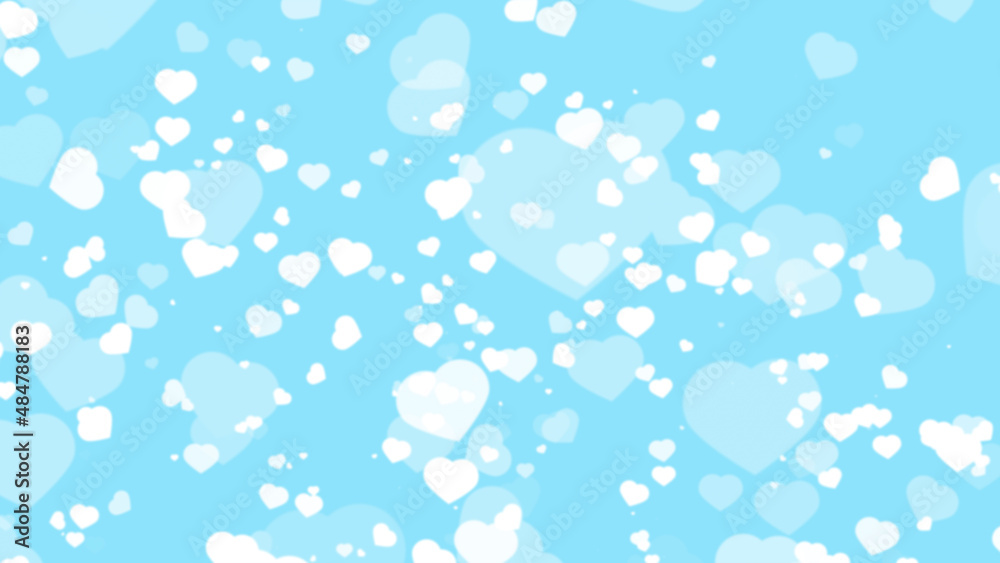 small white tone hundred hearts element and blur bigger hearts on pastel blue