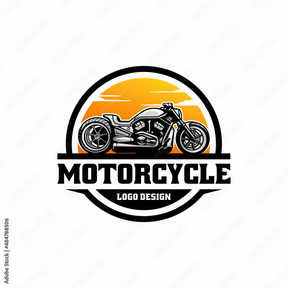 motorbike - chooper - motorcycle logo vector with emblem style