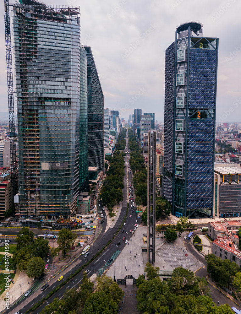 Obraz premium Aerial photo of Reforma street in Mexico City