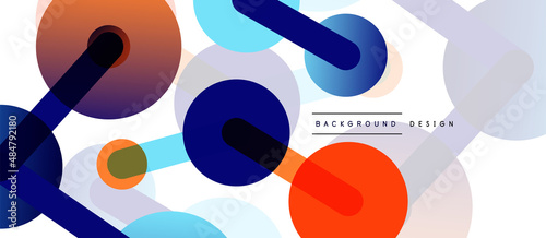 Abstract background. Round dots connected by lines. Trendy techno business template for wallpaper, banner, background or landing