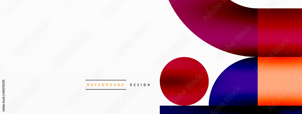 Obraz premium Circle and square geometric background. Round shapes with squares and triangles composition for wallpaper, banner, background or landing