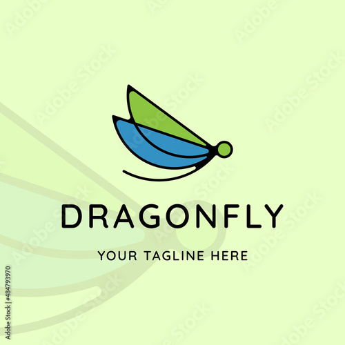 dragonfly logo line art modern color minimalist vector illustration template icon graphic design photo