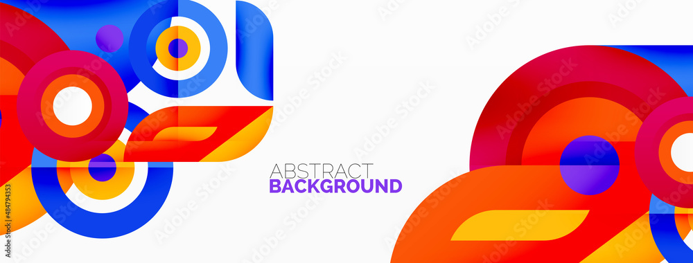 Fototapeta premium Rings and circles geometric abstract background for wallpaper, banner, backdrop
