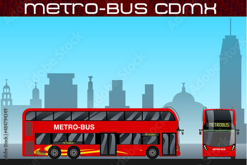 Vectorial illustration of a double-deck bus in Mexico City photo