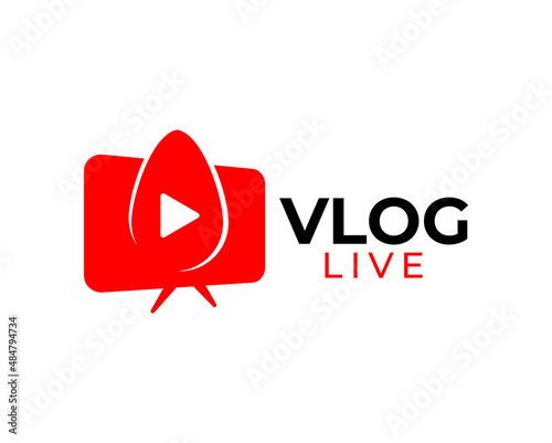 Video Streaming Logo. Usable for Channel Vloger. Flat Vector Logo Design Template	