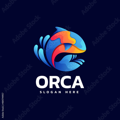 Vector Logo Illustration Orca Gradient Colorful Style.