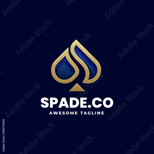 Vector Logo Illustration Spade Line Art Gradient Style.